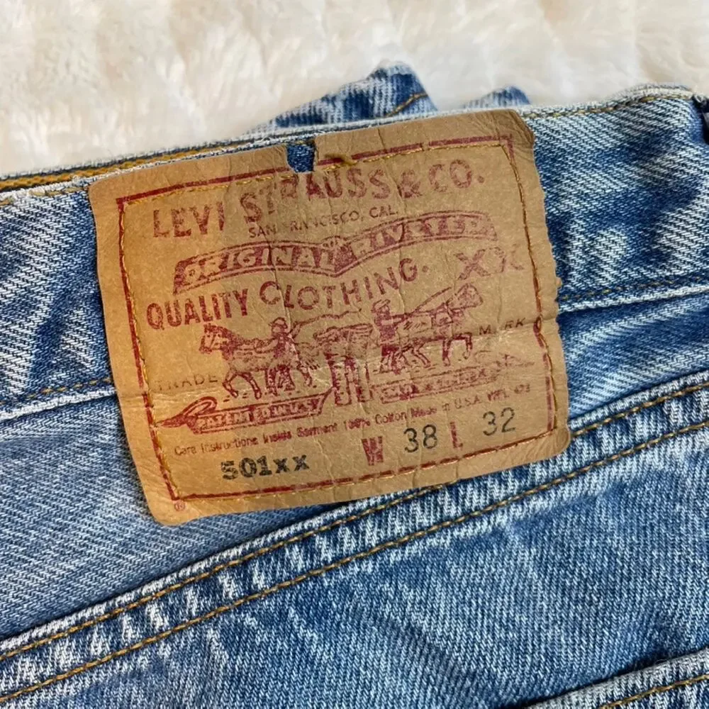 Levis 501xx Vintage 90s Blue Straight Leg Jeans Made in USA 38x32 1995